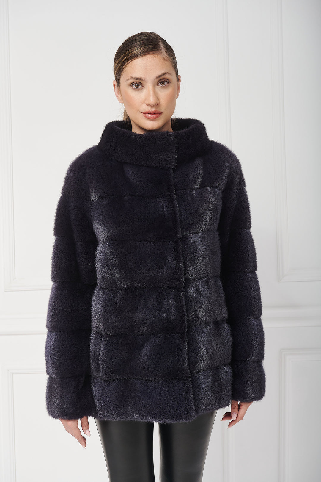 Wende-Langjacke mit hohem Kragen