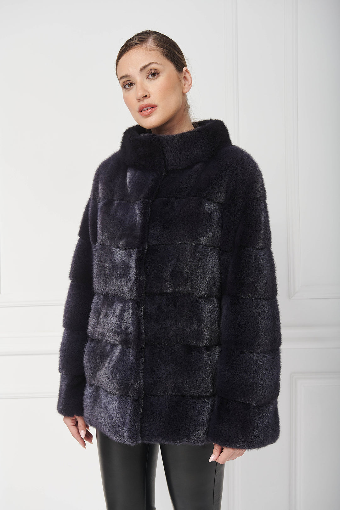 Wende-Langjacke mit hohem Kragen