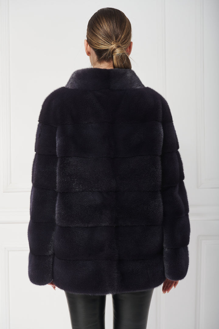 Wende-Langjacke mit hohem Kragen