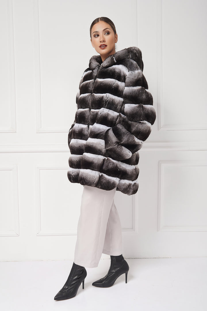 VESTE LONGUE SPORTIVE EN CHINCHILLA