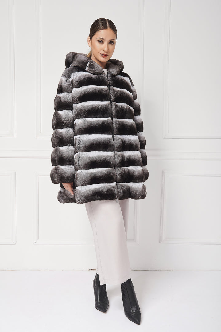 VESTE LONGUE SPORTIVE EN CHINCHILLA