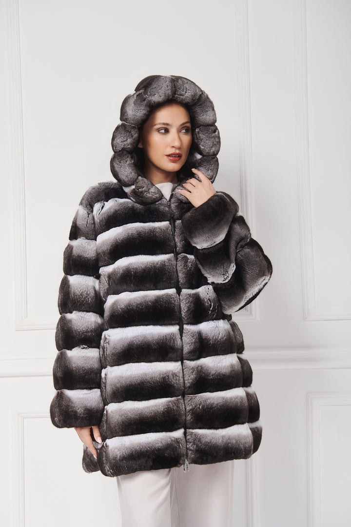 VESTE LONGUE SPORTIVE EN CHINCHILLA