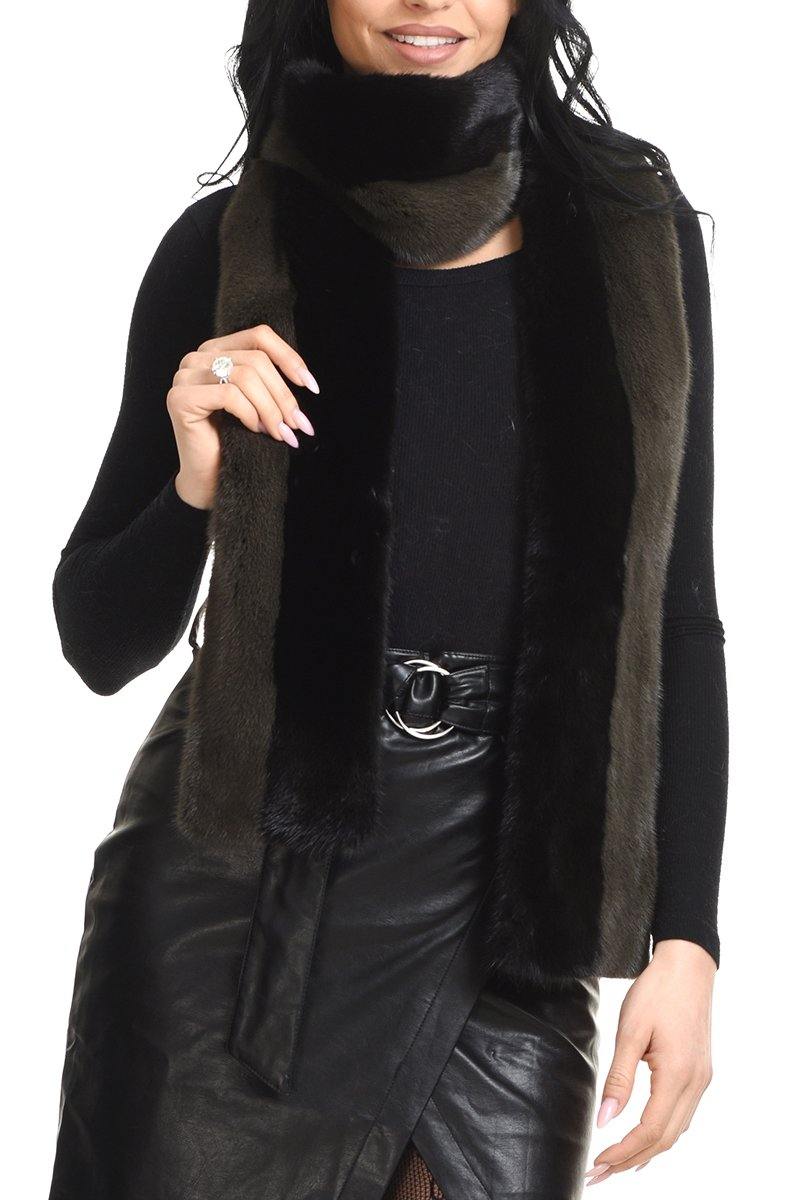 Striped mink scarf in two colors - Manakas Frankfurt