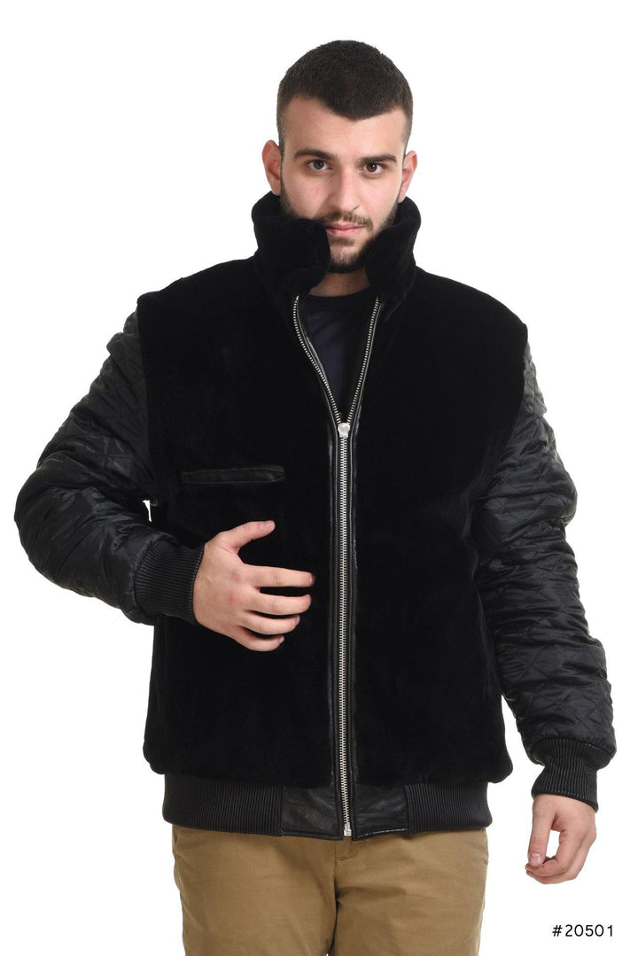 Men's reversible mink and leather bomber jacket - Manakas Frankfurt