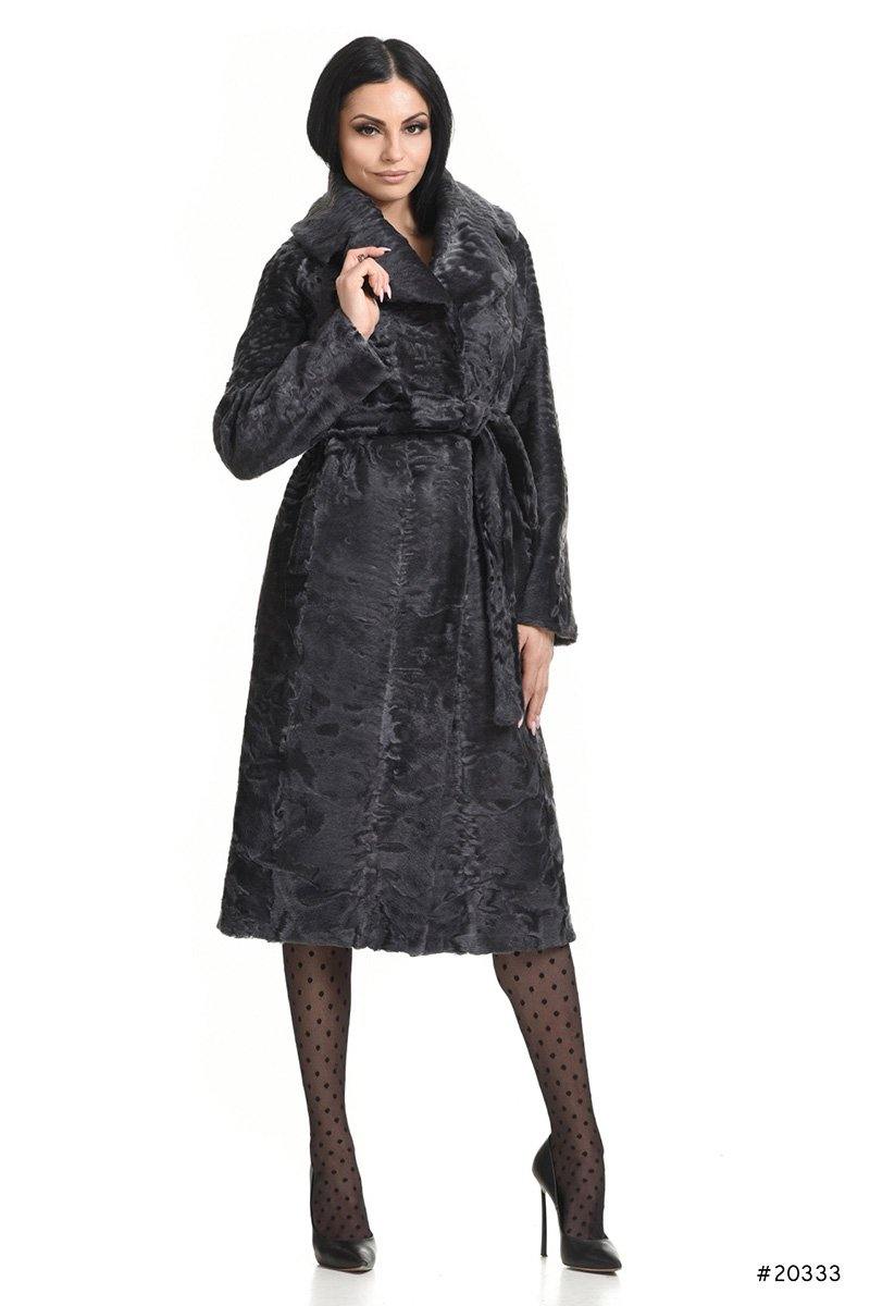 Elegant Persian Lamb coat with belt - Manakas Frankfurt