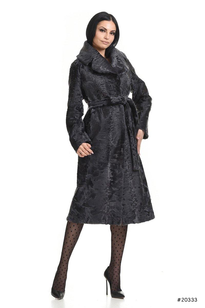 Elegant Persian Lamb coat with belt - Manakas Frankfurt