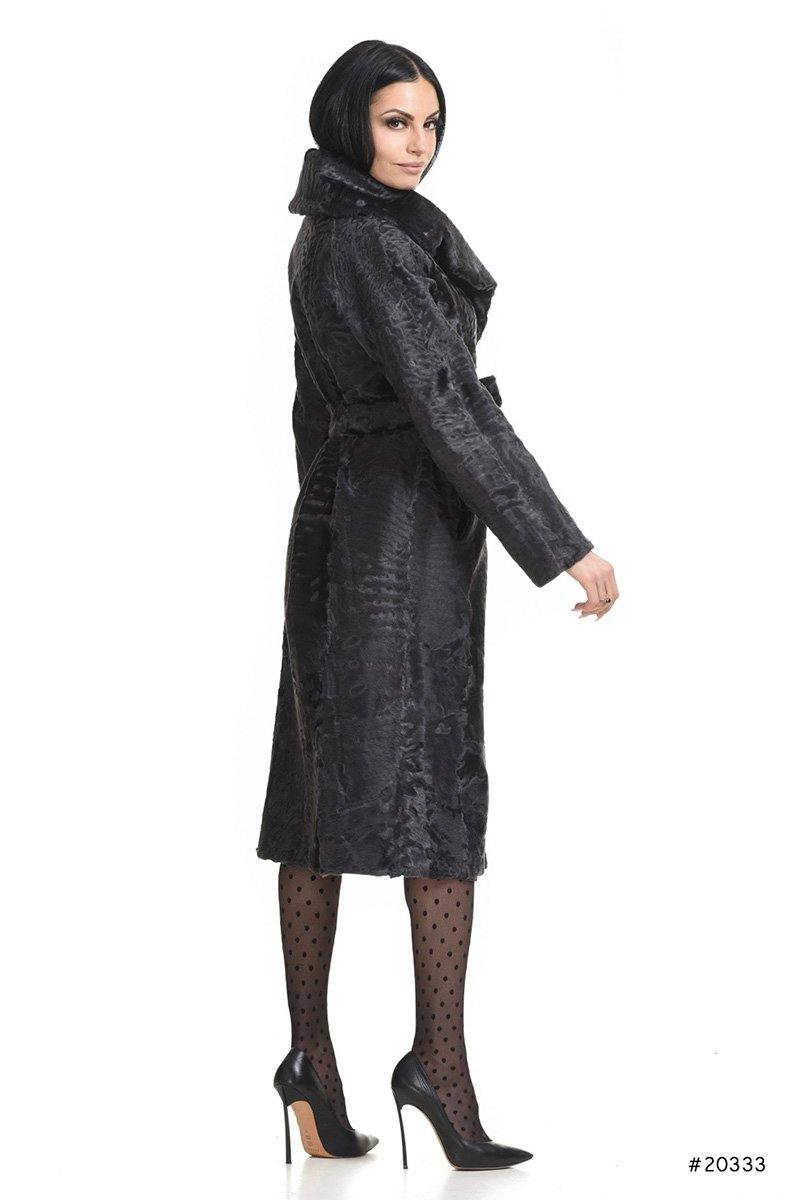 Elegant Persian Lamb coat with belt - Manakas Frankfurt