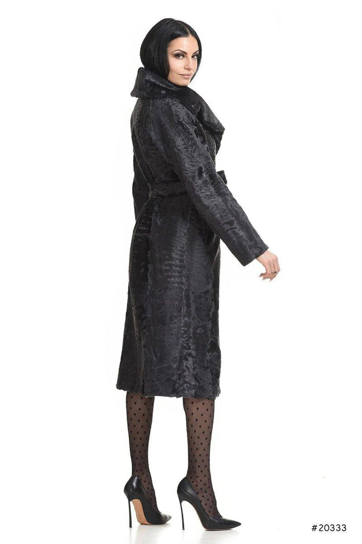 Elegant Persian Lamb coat with belt - Manakas Frankfurt