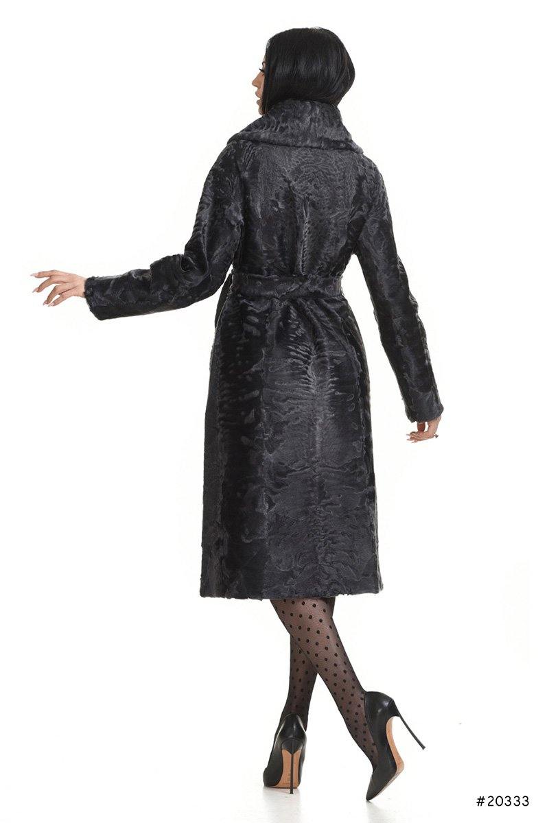 Elegant Persian Lamb coat with belt - Manakas Frankfurt