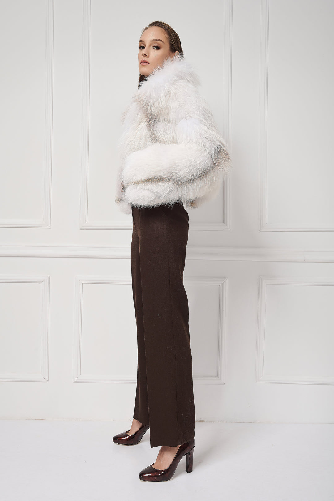 Casual Chic Arctic Marble Fox Jacket