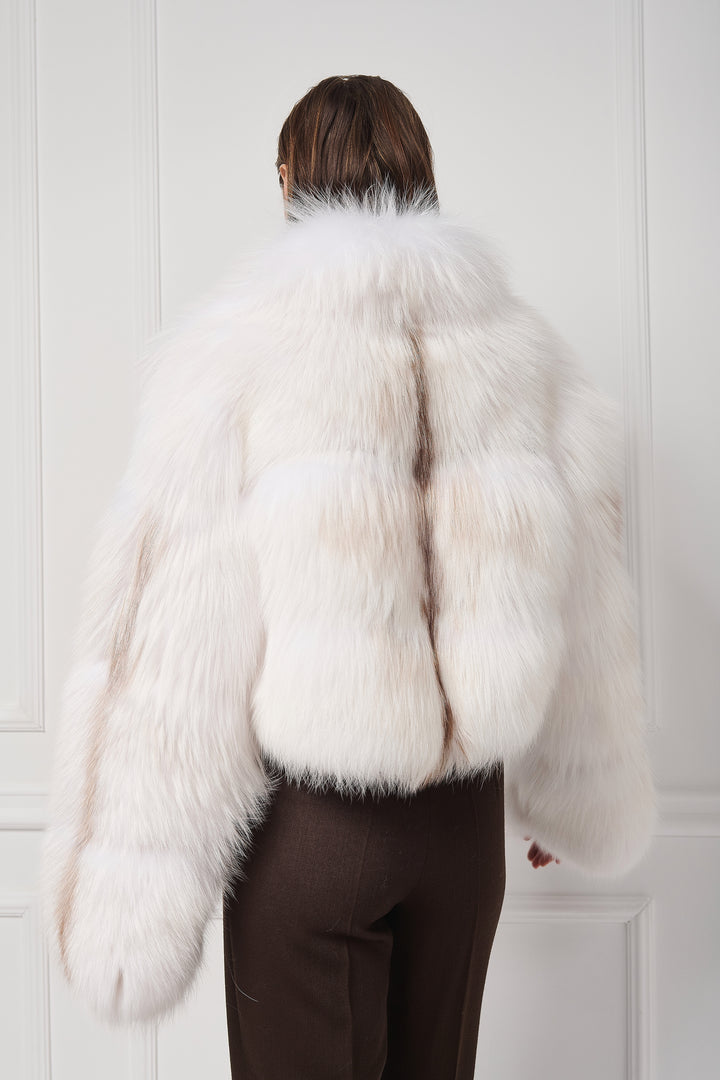 Casual Chic Arctic Marble Fox Jacket