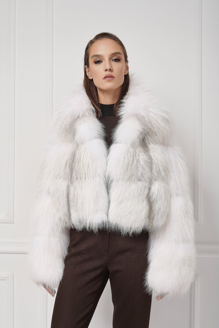 Casual Chic Arctic Marble Fox Jacket