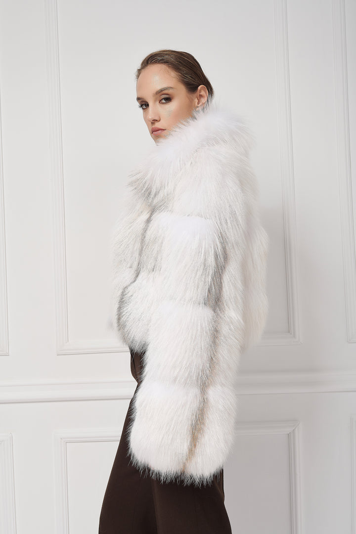 Casual Chic Arctic Marble Fox Jacket