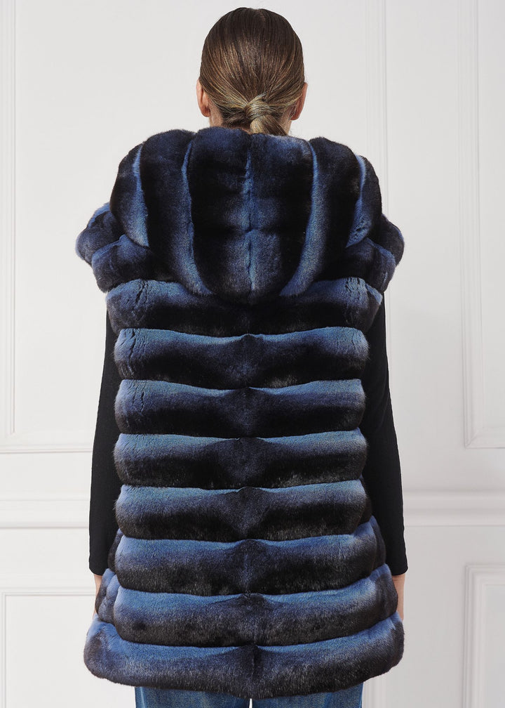 Hooded Chinchilla Fur Vest