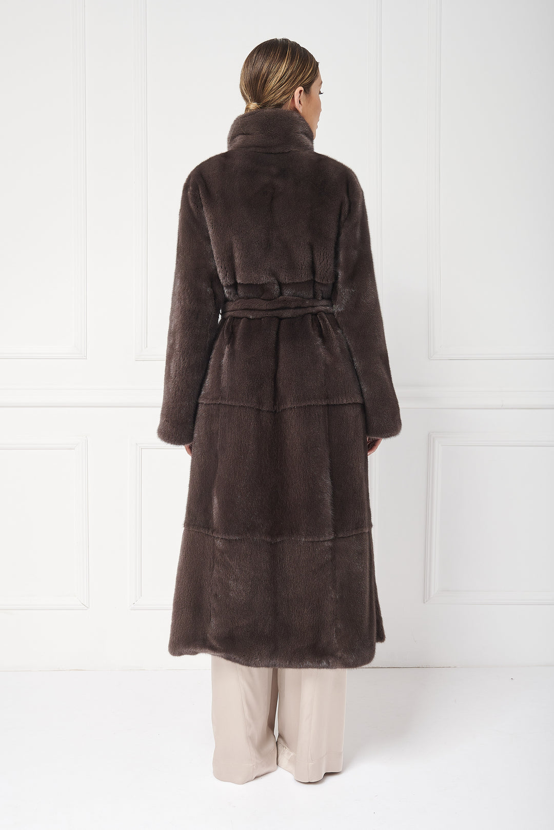 Cozy Long Mink Coat with stand up Collar