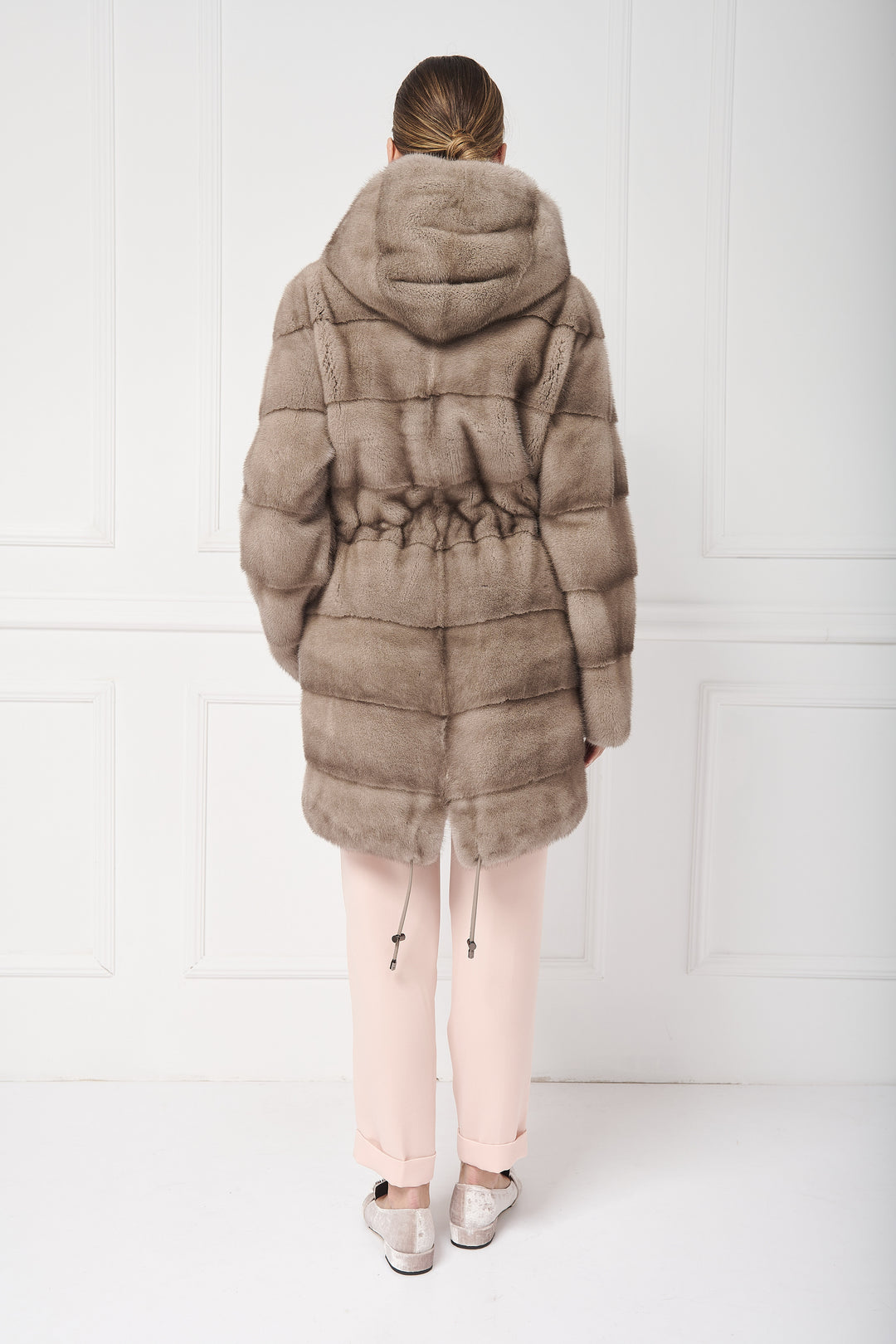 Exclusive hooded mink parka jacket