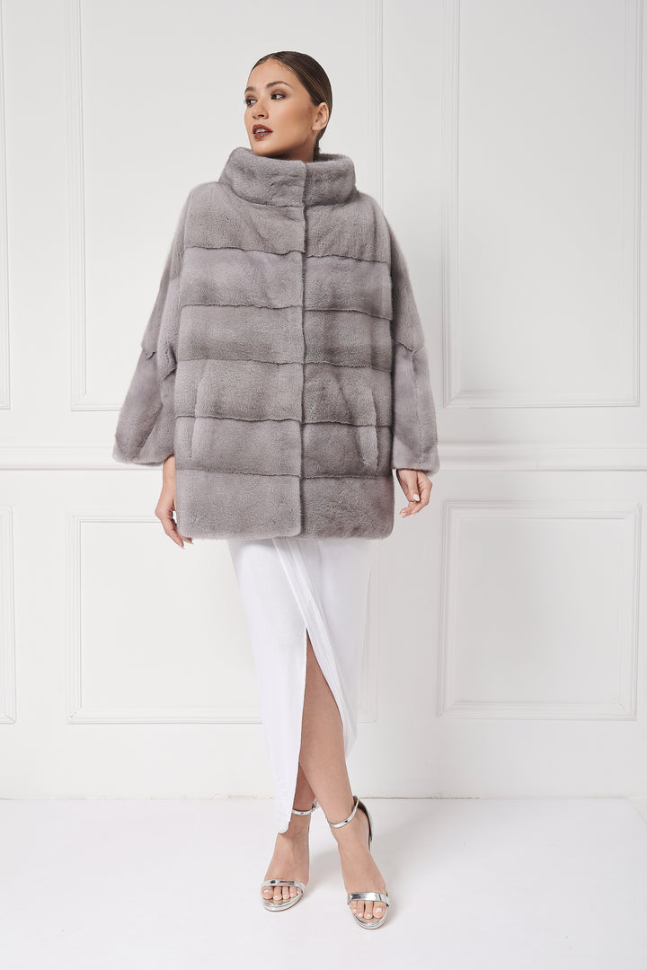 Comfortable Mink Cape/Jacket with stand-up collar