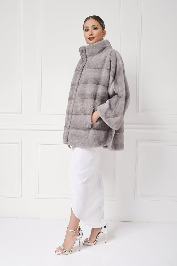 Comfortable Mink Cape/Jacket with stand-up collar