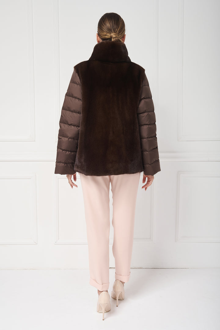 Sporty down jacket with mink