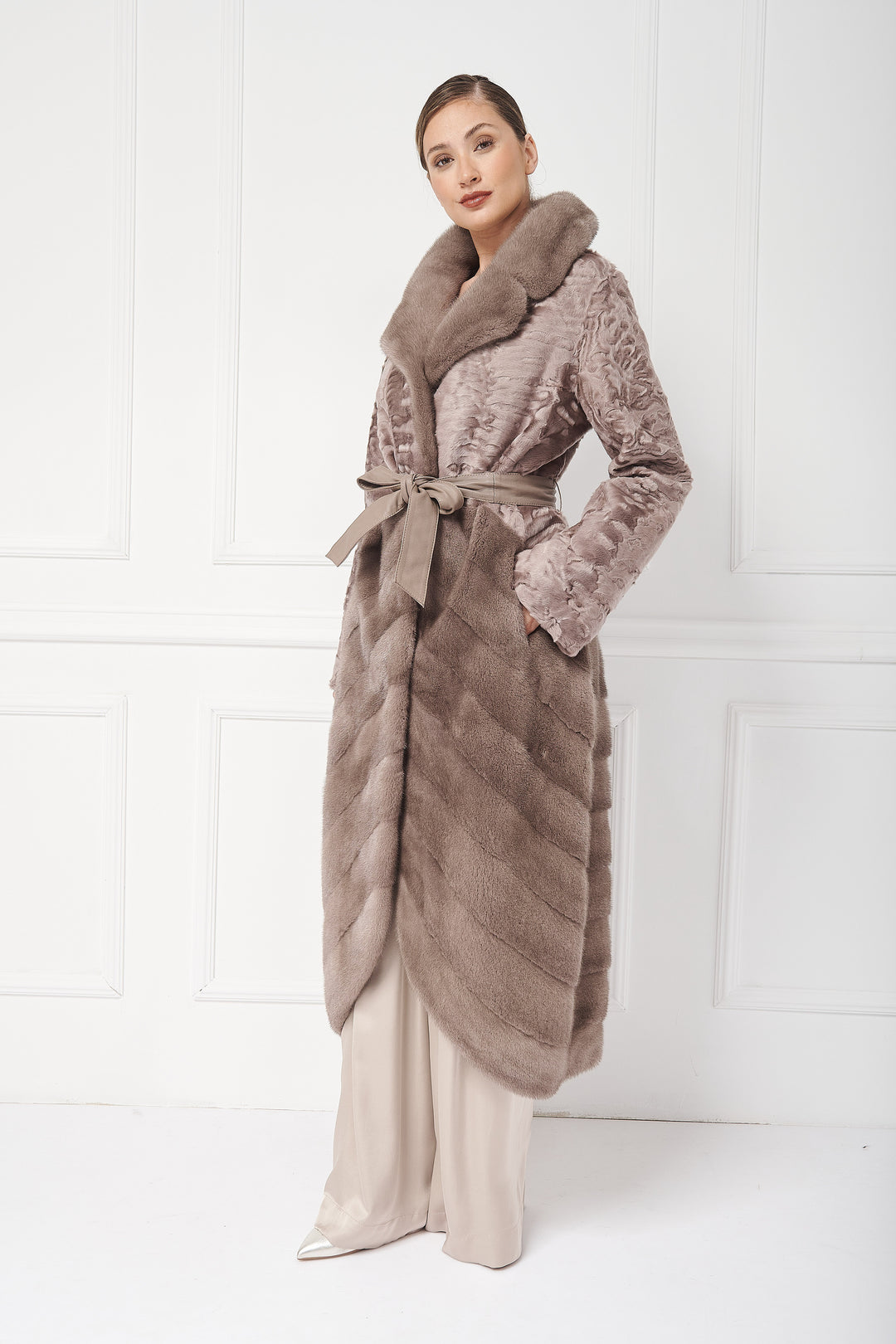 Sophisticated Long Persian Lamb and Mink Coat