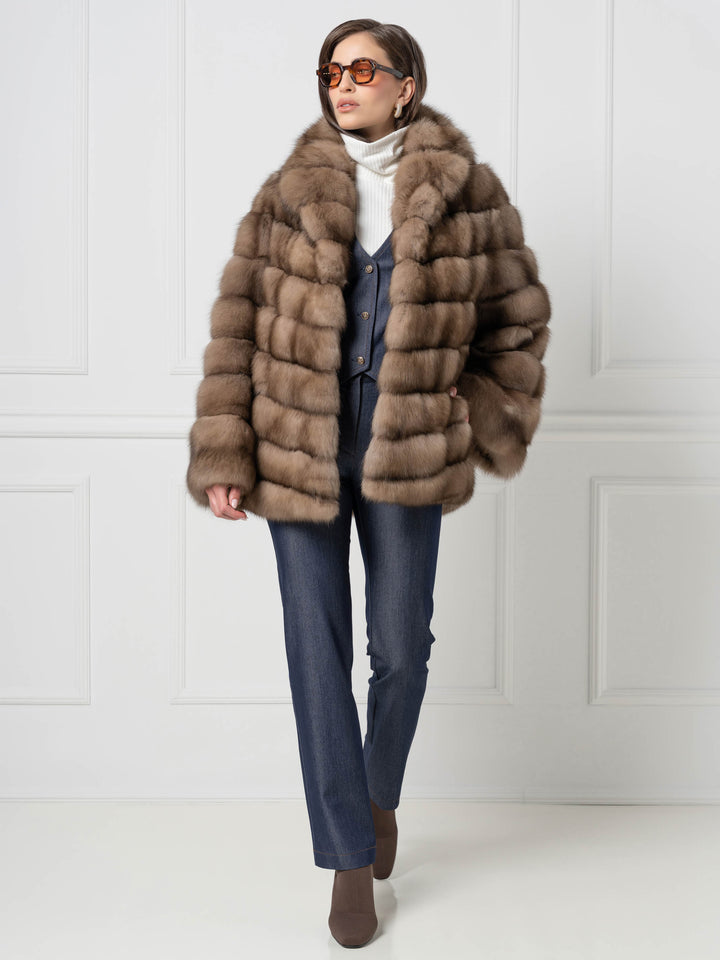 Short Sable Jacket with Shawl Collar