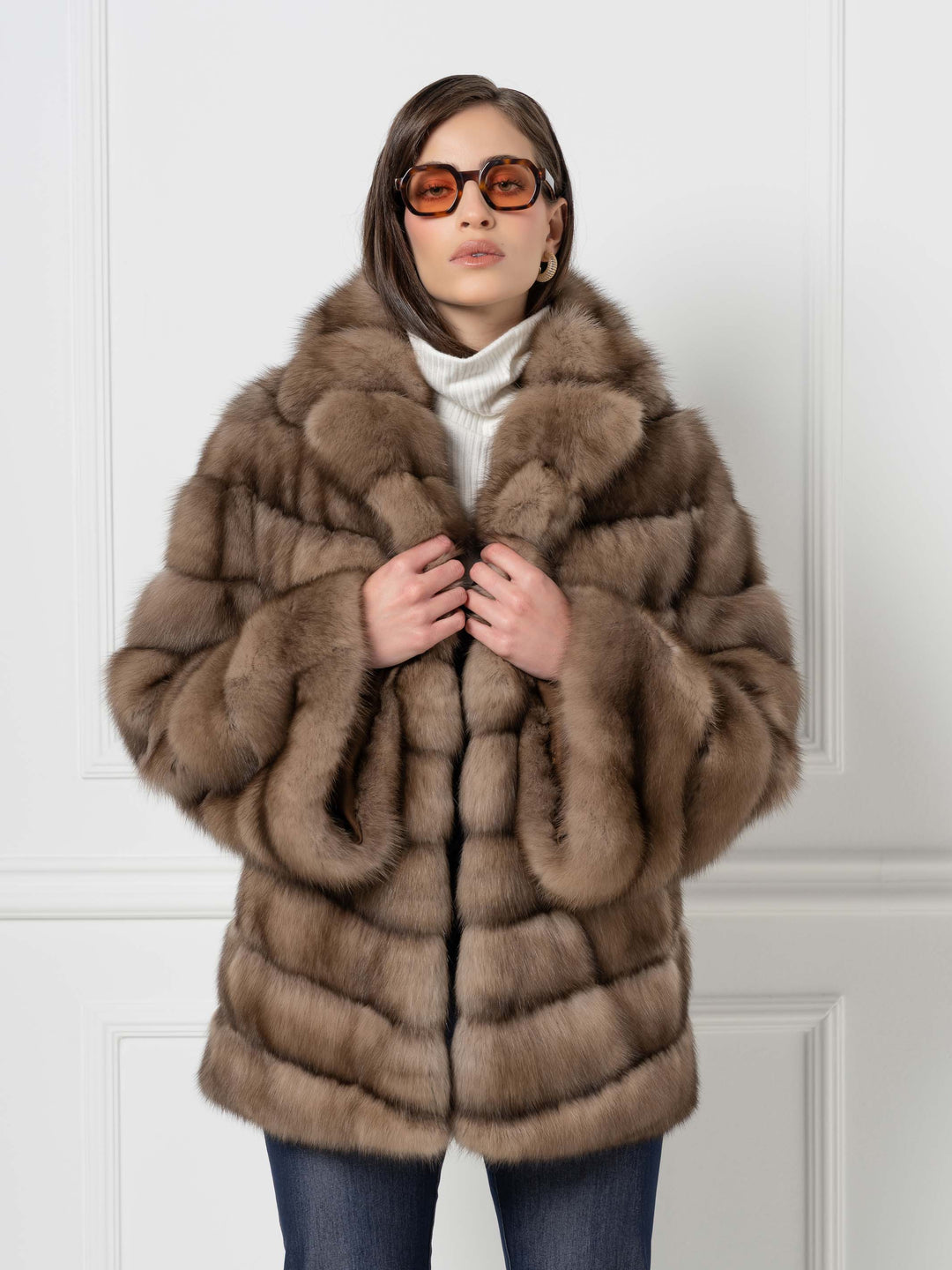 Short Sable Jacket with Shawl Collar
