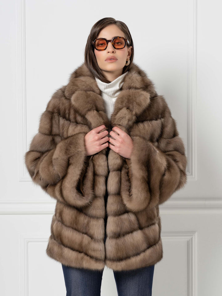 Short Sable Jacket with Shawl Collar