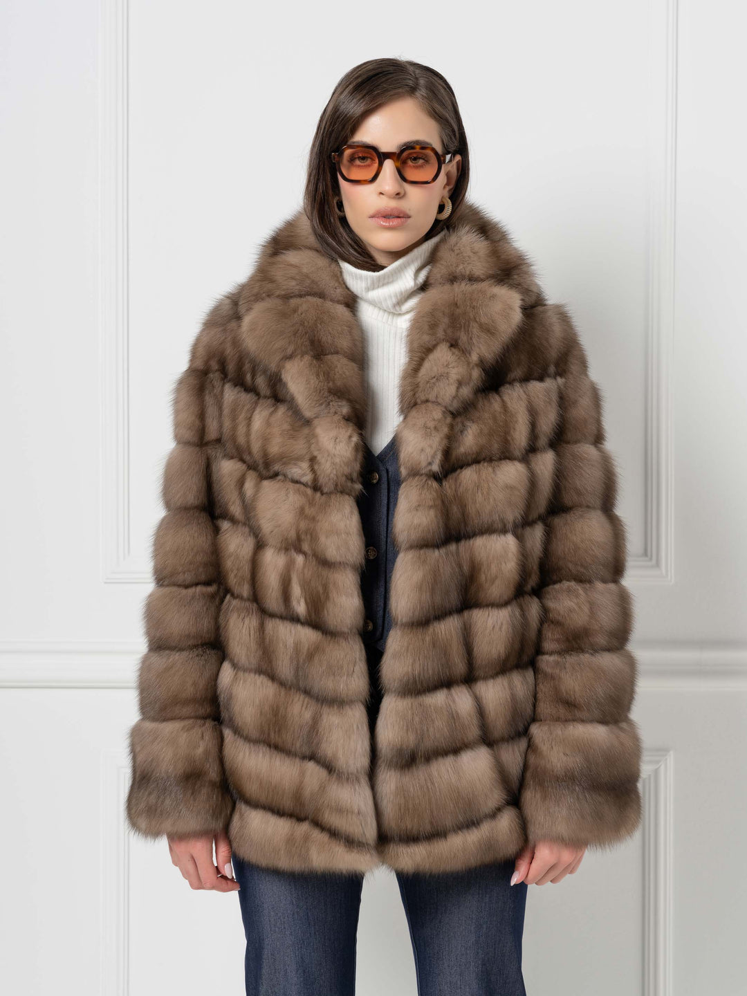 Short Sable Jacket with Shawl Collar