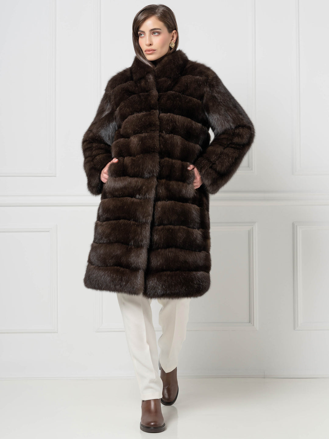 Sable Coat with Vertical Sleeves