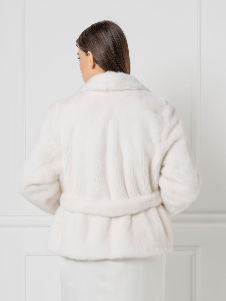 Mink Jacket with belt and wide shawl lapels