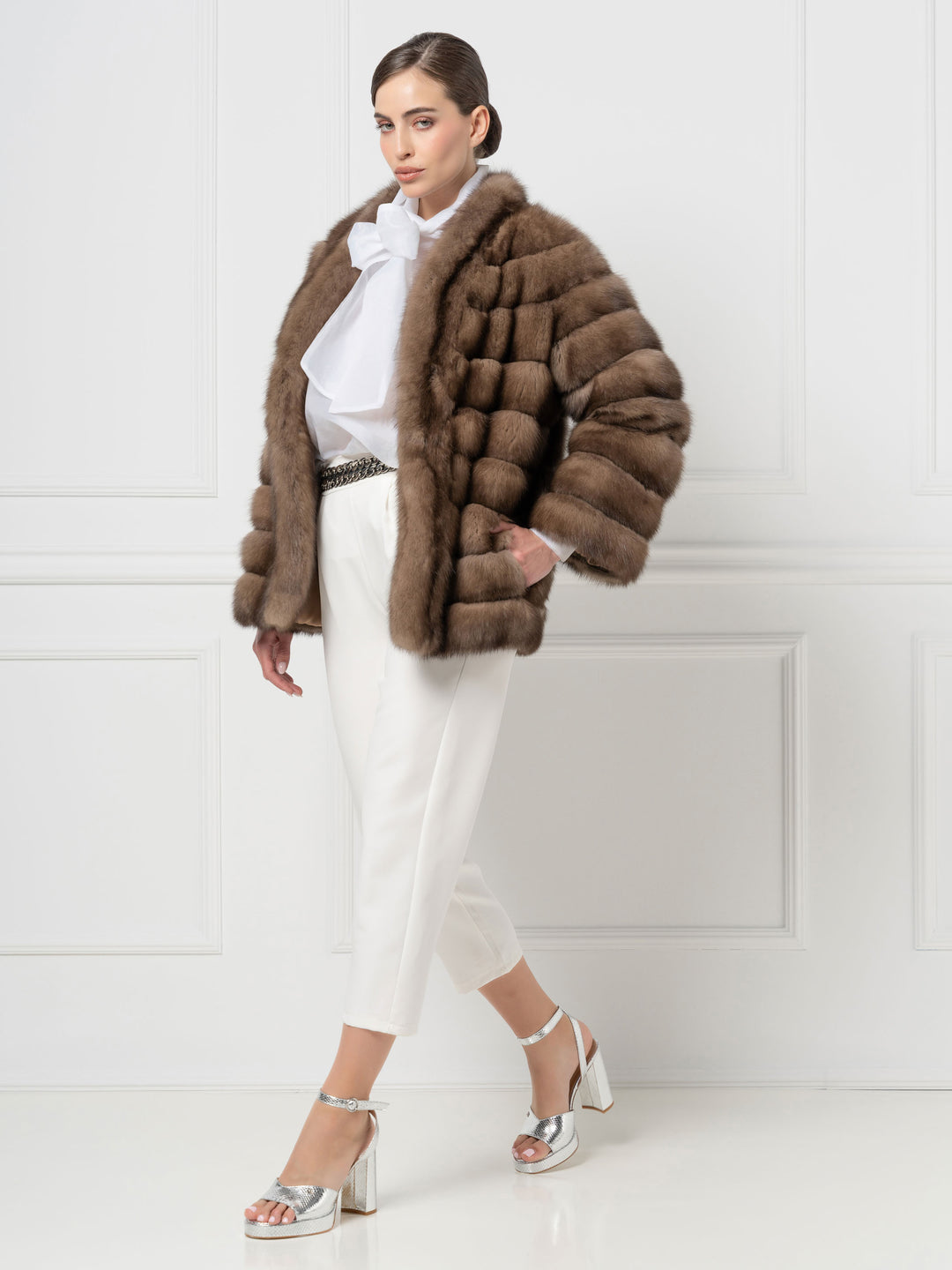 Short Sable Jacket with Front Design