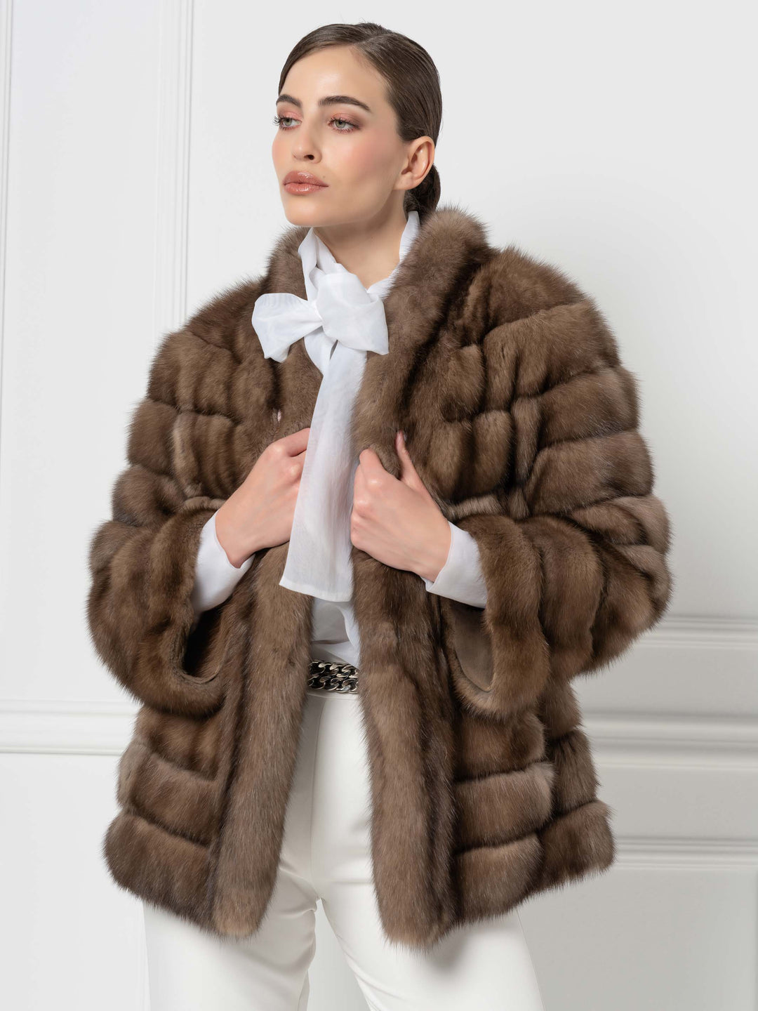 Short Sable Jacket with Front Design