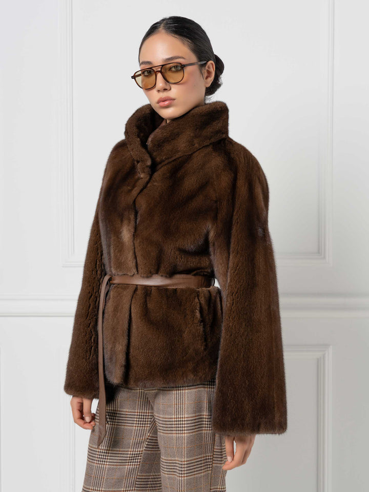 Mink Jacket with leather Belt