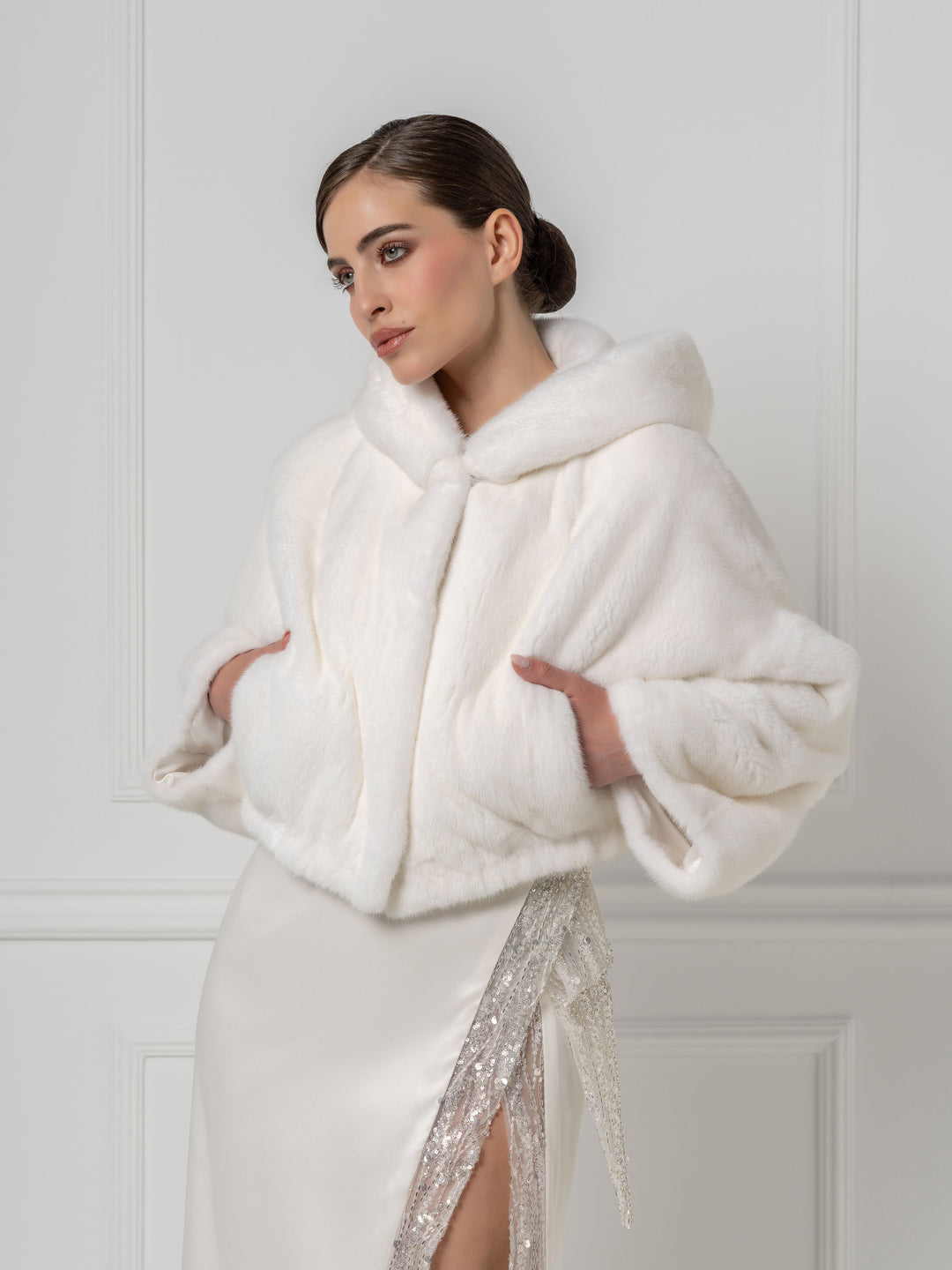 Cropped Hooded Mink Jacket