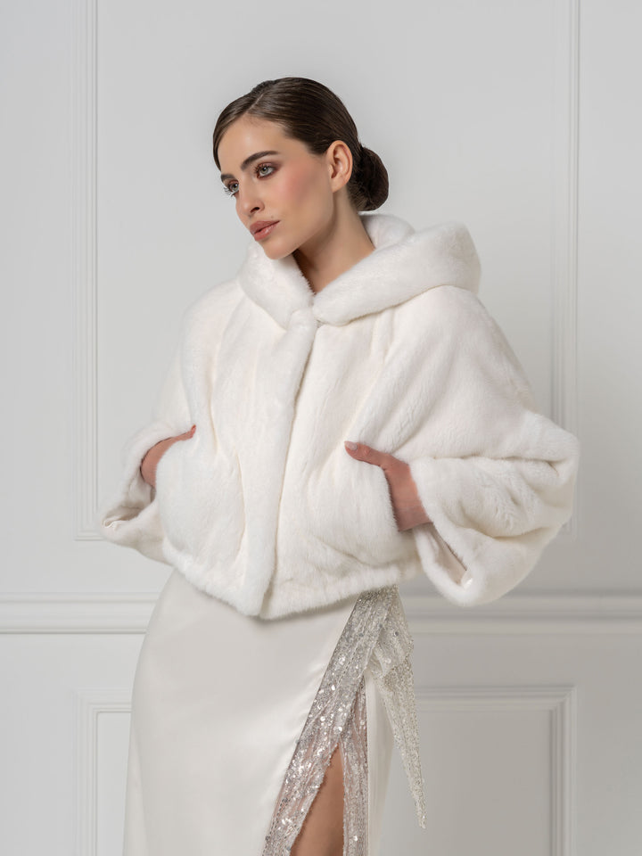 Cropped Hooded Mink Jacket