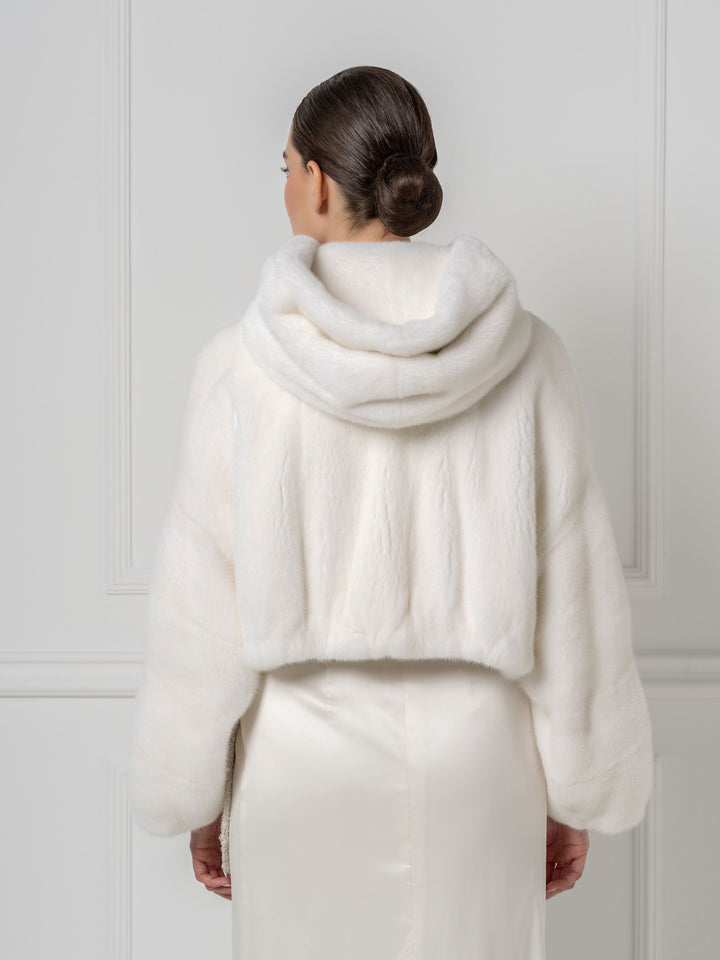 Cropped Hooded Mink Jacket