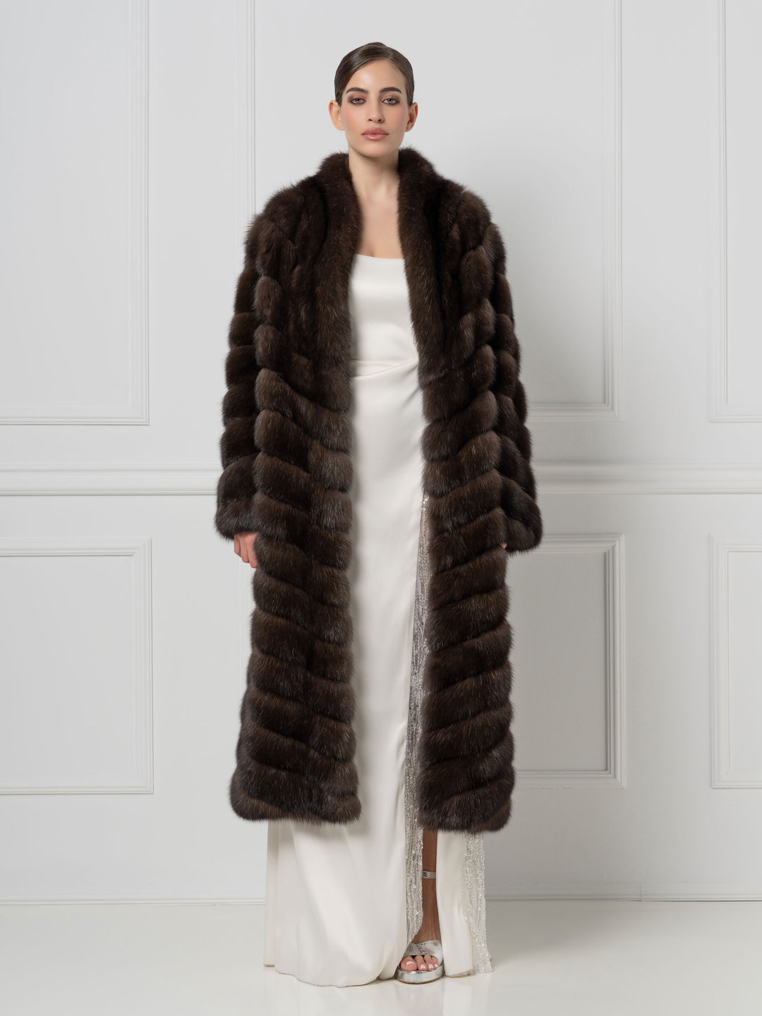 Cappotto lungo Chevron Sable