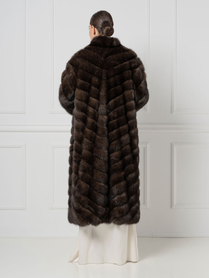 Cappotto lungo Chevron Sable