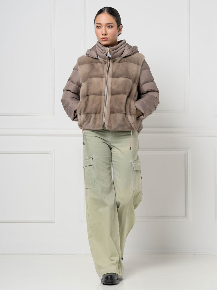 Mink &amp; Down Hooded Jacket