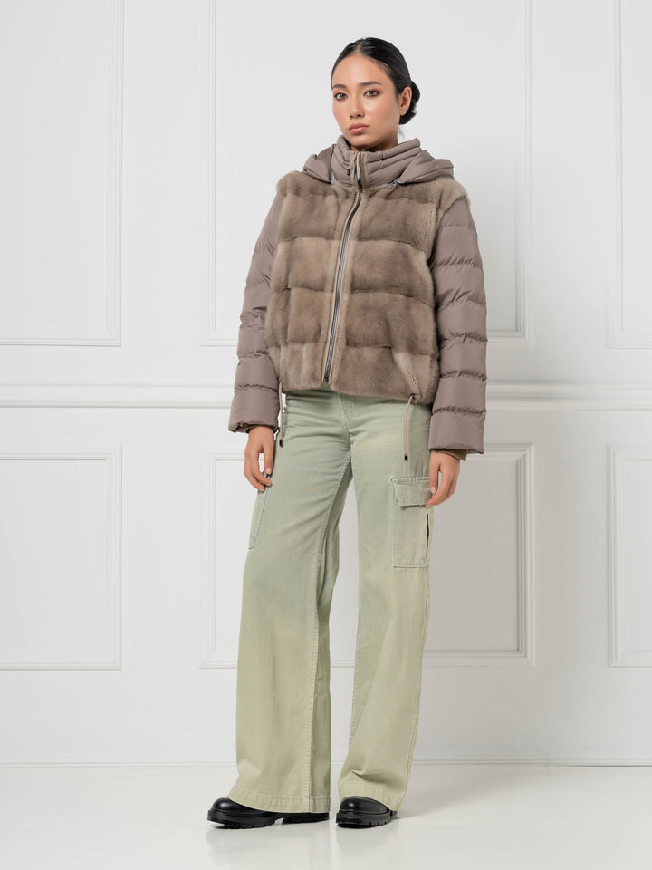 Mink &amp; Down Hooded Jacket