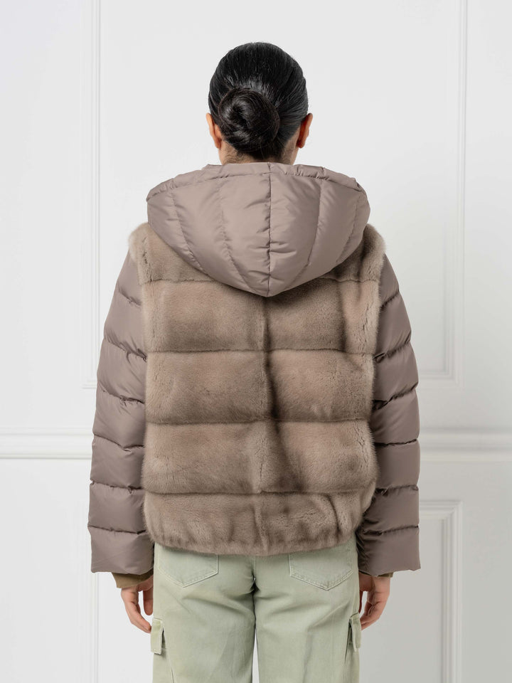 Mink &amp; Down Hooded Jacket
