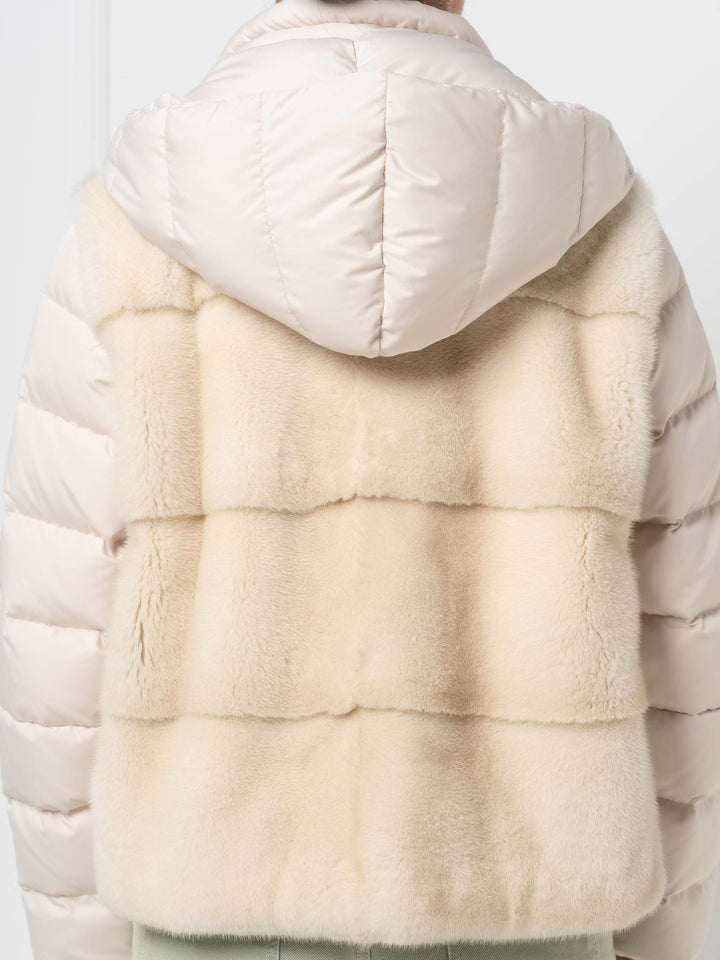 Mink &amp; Down Hooded Jacket