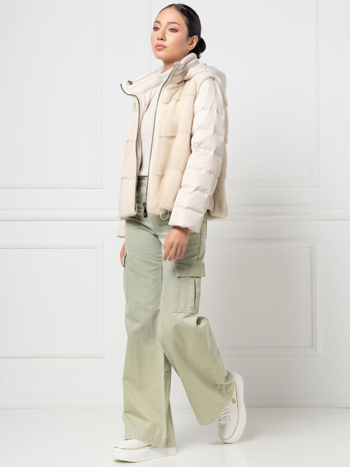 Mink &amp; Down Hooded Jacket