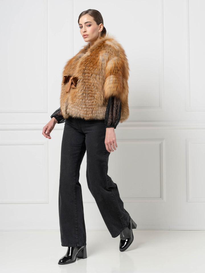Belted Gold Fox Cape Jacket