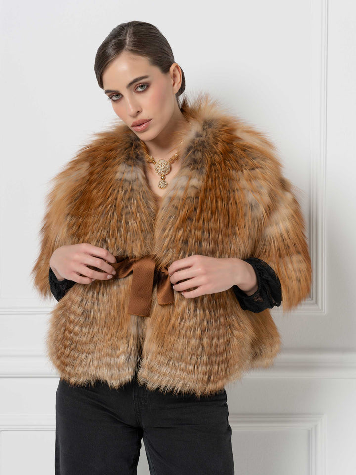 Belted Gold Fox Cape Jacket