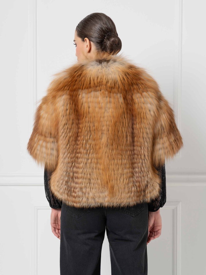 Belted Gold Fox Cape Jacket