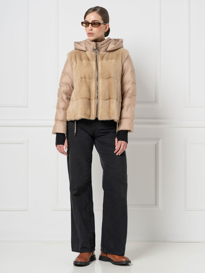 Mink &amp; Down Hooded Jacket