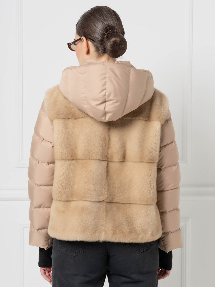 Mink &amp; Down Hooded Jacket