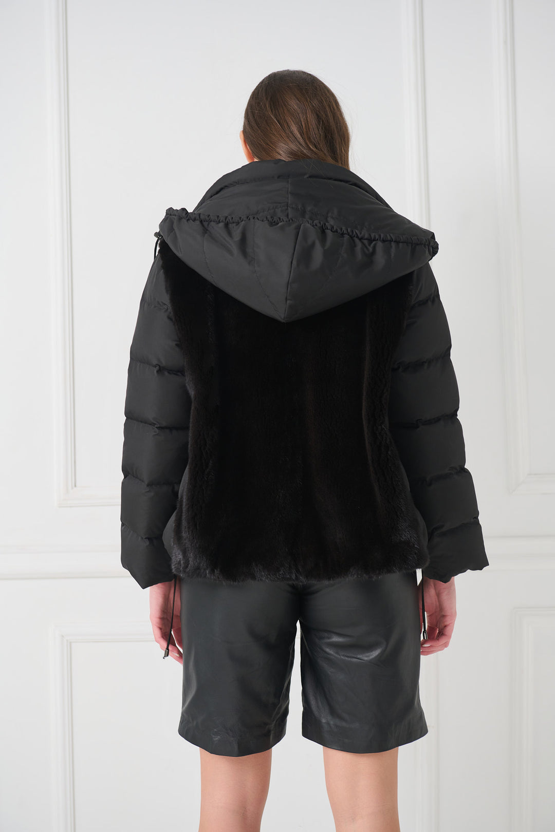 Padded jacket with mink