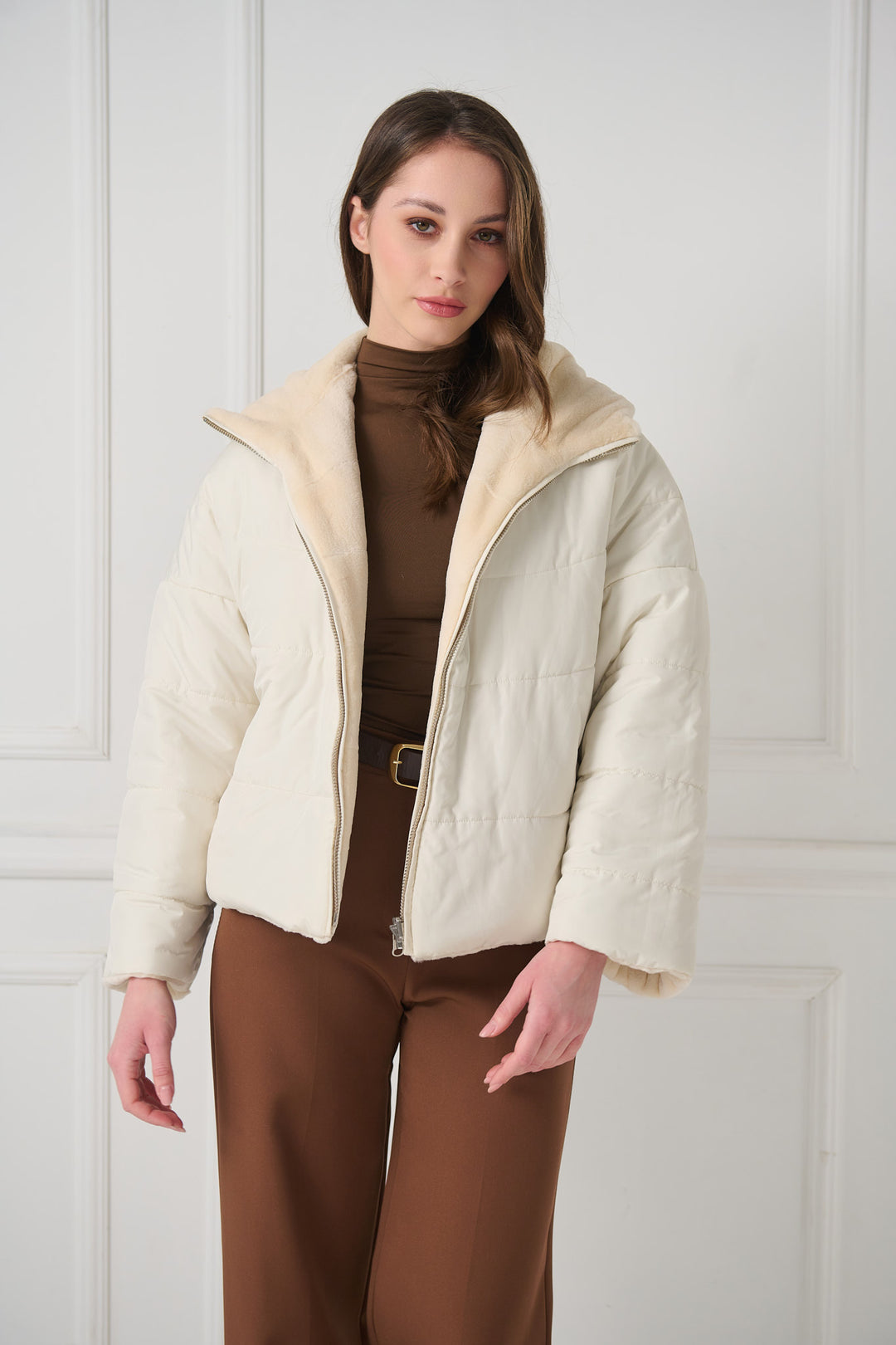 Двусторонняя куртка из стриженой норки с капюшоном